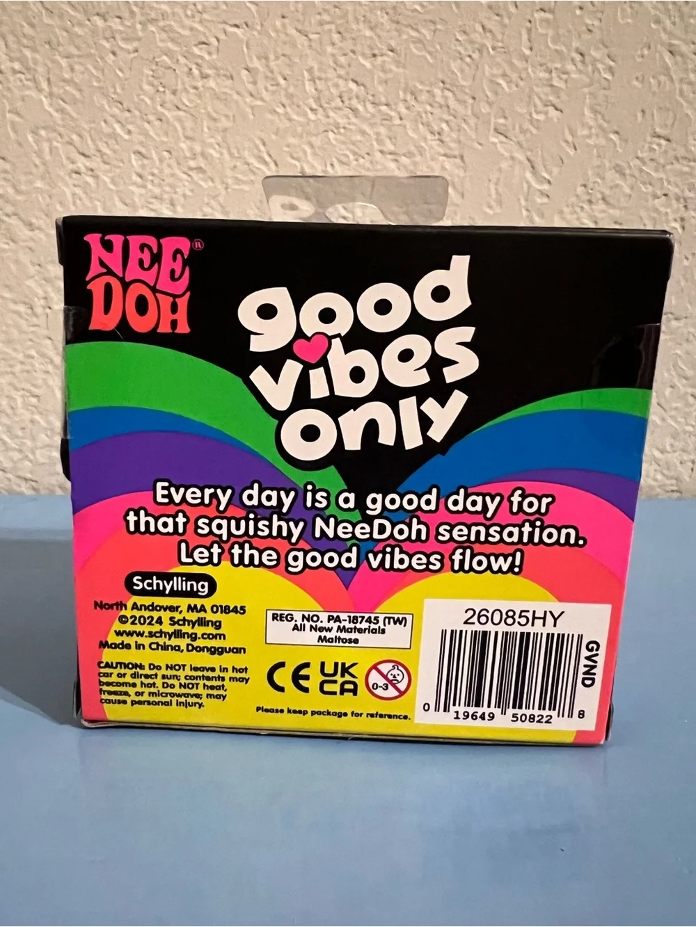 Authentic NeeDoh Good Vibes Only Heart Stress Toy - Blue